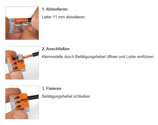 Handhabung der Verbindungsklemmen