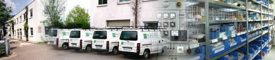 Our office yard with customer service vehicles